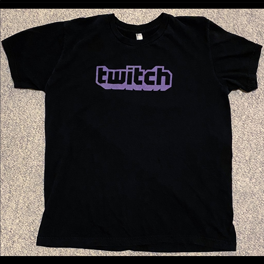 twitch Black T-Shirt with sparkle purple letters.